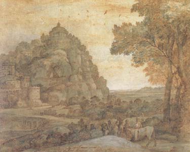 Claude Lorrain View of Delphi with a Procession (mk17)